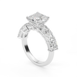 Load image into Gallery viewer, Asscher Cut Side Stone Diamond Engagement Ring
