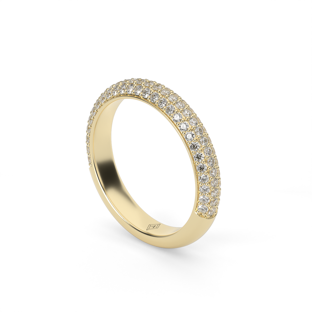 Triple Row Pavé Diamond Ring