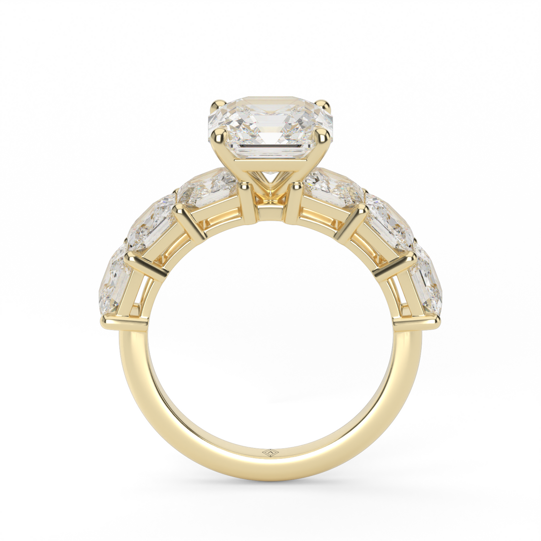Asscher Cut Side Stone Diamond Engagement Ring