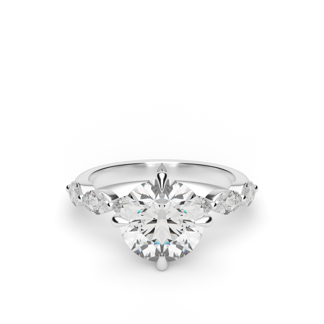Marquise Side Stone Diamond Engagement Ring