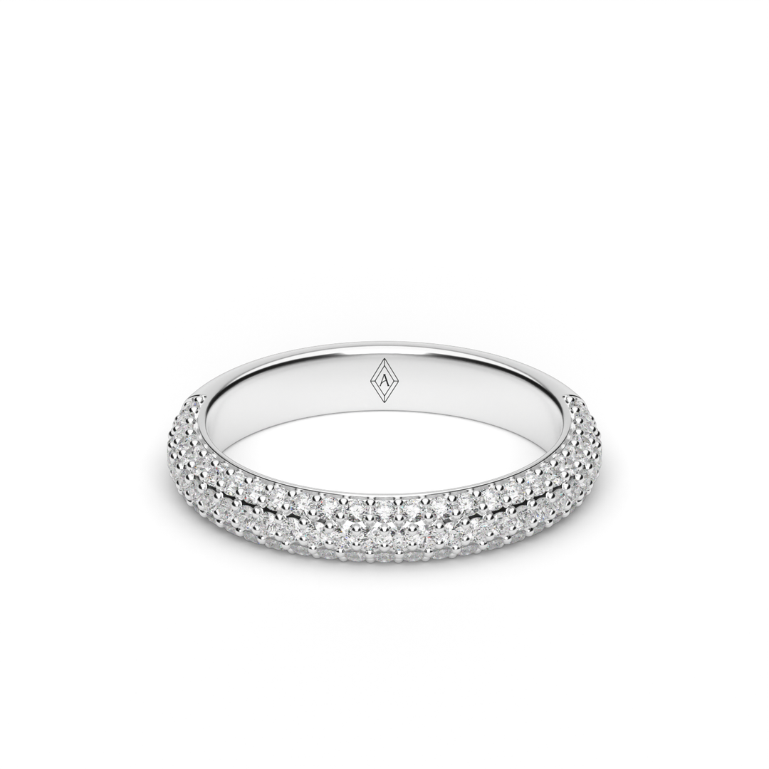 Triple Row Pavé Diamond Ring