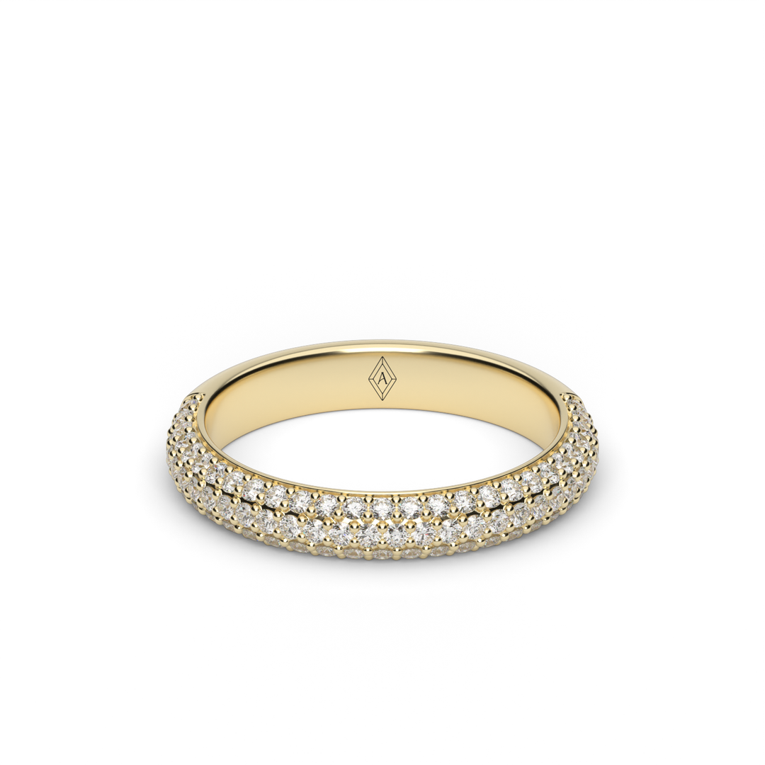 Triple Row Pavé Diamond Ring